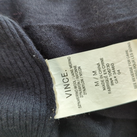 Vince Wool Knit Cardigan Blue M minimalist contemporary Business casual fall - Picture 7 of 8